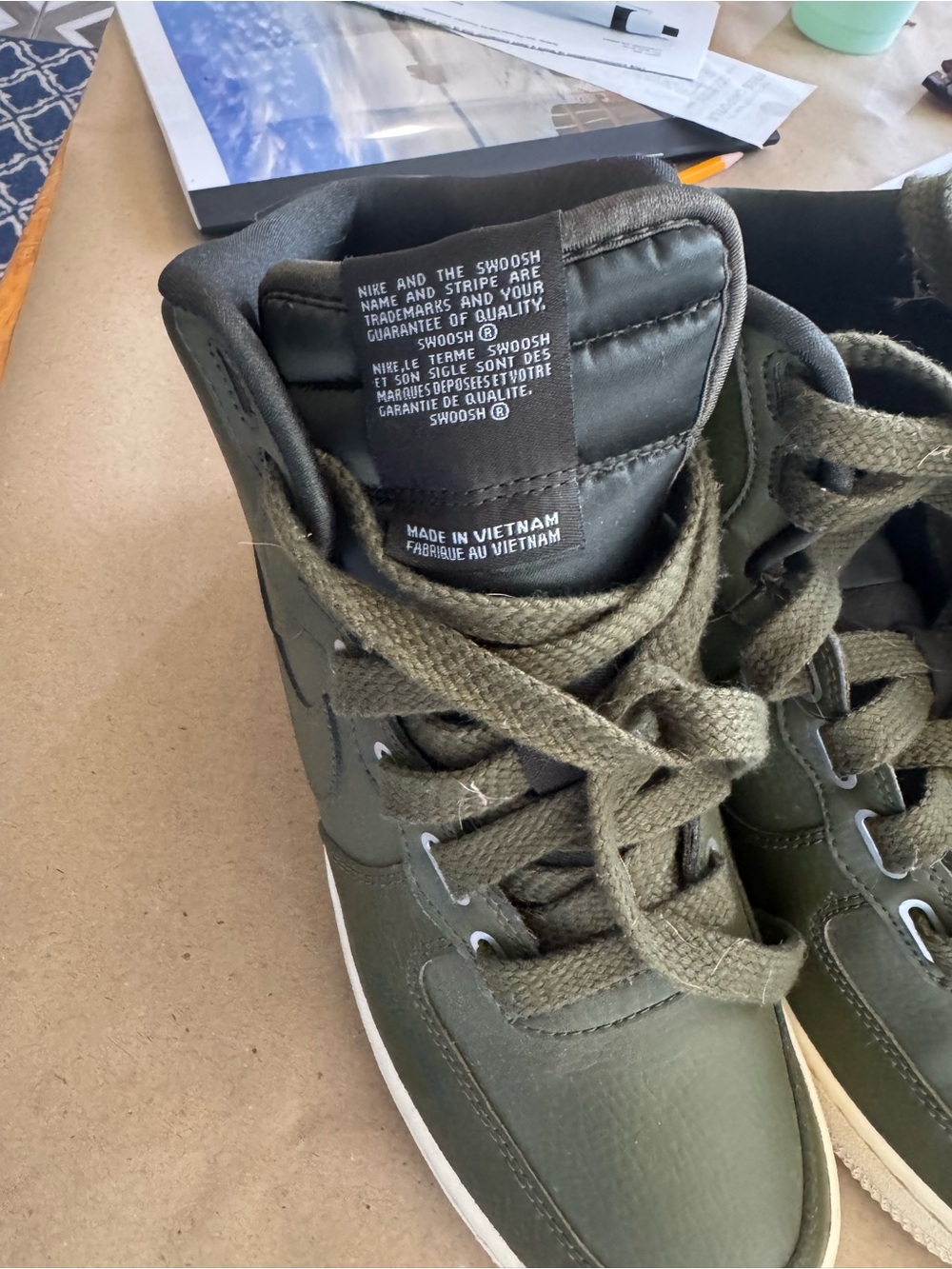 Nike Air Force 1 Army Green Utility Sneakers High Top AJ7311-300